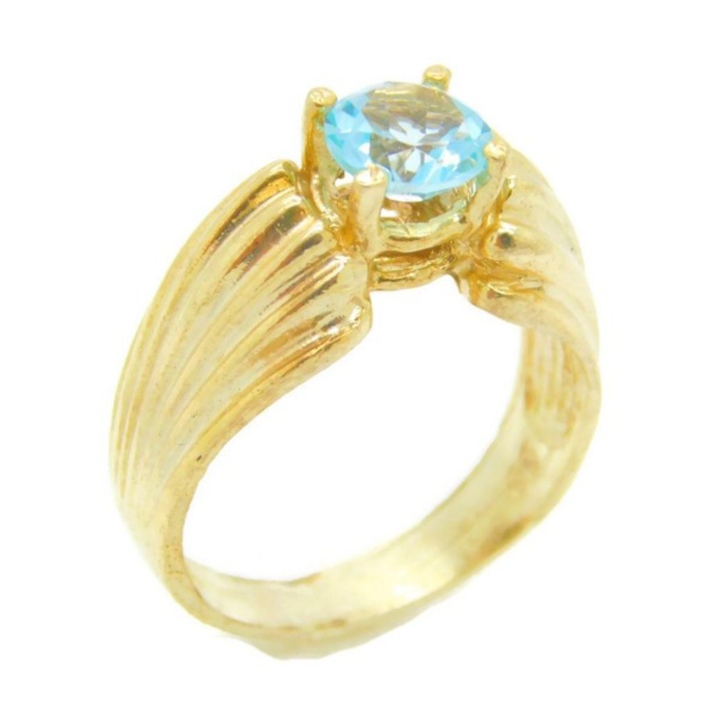 14k Yellow Gold Ladies Ring with March Stone - Picture 1 of 5